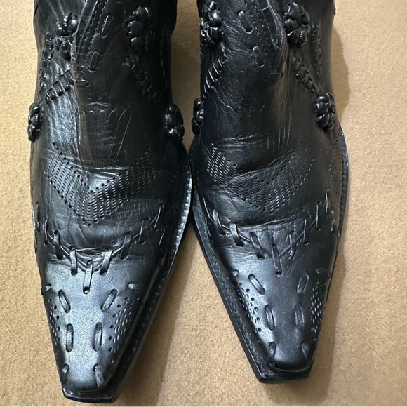 BCBGirls Black Leather Western Ankle Boots - Picture 3 of 9